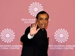 Mukesh Ambani, Chairman of Reliance Industries, waves on the red carpet during the second day of the opening of Nita Mukesh Ambani Cultural Centre (NMACC) at Jio World Centre, in Mumbai.