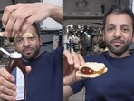Sultan Al Neyadi making a honey sandwich in space. Sultan Al Neyadi making a honey sandwich in space.