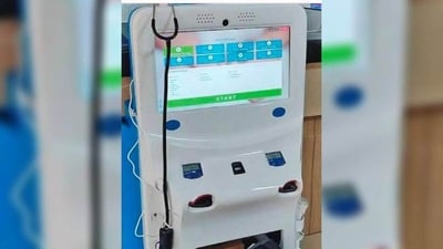 A Health ATM is a touch-screen kiosk capable of conducting a variety of tests for several diseases in a matter of minutes. (HT Photo) A Health ATM is a touch-screen kiosk capable of conducting a variety of tests for several diseases in a matter of minutes. (HT Photo)