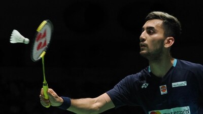 Lakshya Sen of India hits a return against Jonatan Christie (AFP) Lakshya Sen of India hits a return against Jonatan Christie (AFP)