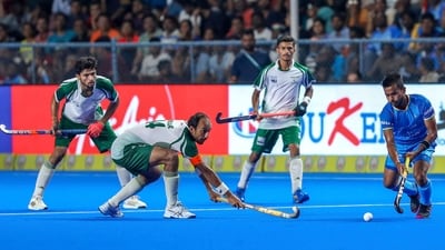 Pakistan players in action against India at the men's Asian Champions Trophy in Chennai (AP)