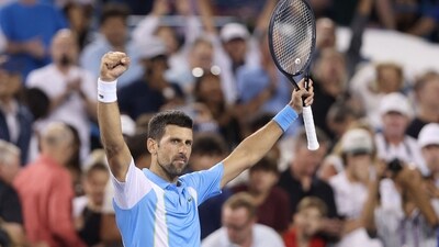 Novak Djokovic of Serbia celebrates his win over Carlos Alcaraz of Spain during the final of the Western & Southern Open at Lindner Family Tennis Center (Getty Images via AFP) Novak Djokovic of Serbia celebrates his win over Carlos Alcaraz of Spain during the final of the Western & Southern Open at Lindner Family Tennis Center (Getty Images via AFP)