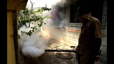 Navi Mumbai, India - March 24, 2020:Navi Mumbai Municipal officials are doing routine fogging work at Vashi in Navi Mumbai, India, on Tuesday, March 24, 2020. (Photo by Bachchan Kumar/ Hindustan Times) (Hindustan Times) Navi Mumbai, India - March 24, 2020:Navi Mumbai Municipal officials are doing routine fogging work at Vashi in Navi Mumbai, India, on Tuesday, March 24, 2020. (Photo by Bachchan Kumar/ Hindustan Times) (Hindustan Times)