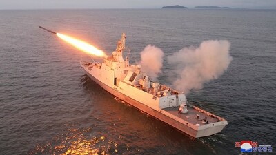 This undated photo provided on Monday, Aug. 21, 2023, by the North Korean government, shows what it says the test-firing of strategic cruise missiles. South Korea's defence ministry said that it had detected signs of the launch, but that the claims in KCNA were "exaggerated" and "different from the facts," without elaborating. (AP)