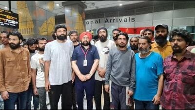 The Indians after their return from Libya on Sunday night. (Sourced image) The Indians after their return from Libya on Sunday night. (Sourced image)