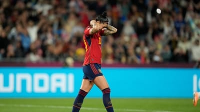 Spain's Jennifer Hermoso reacts after a fail to score a penalty during the final of Women's World Cup soccer between Spain and England at Stadium Australia (AP) Spain's Jennifer Hermoso reacts after a fail to score a penalty during the final of Women's World Cup soccer between Spain and England at Stadium Australia (AP)