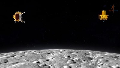 Chandrayaan-3 LIVE: Animated representation of Chandrayaan -3 hovering in Moon's orbit. Chandrayaan-3 LIVE: Animated representation of Chandrayaan -3 hovering in Moon's orbit.