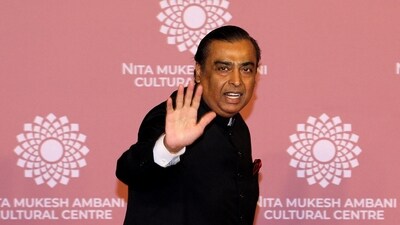 Mukesh Ambani, Chairman of Reliance Industries, waves on the red carpet during the second day of the opening of Nita Mukesh Ambani Cultural Centre (NMACC) at Jio World Centre, in Mumbai. (REUTERS)