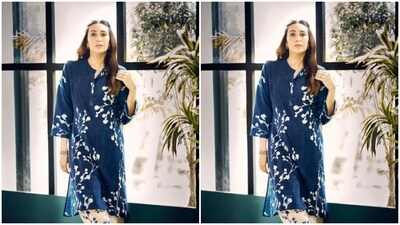 In silver ear studs and a bracelet from the house of Shaya and ethnic flats from the shelves of Aprajita Toor, Karisma further accessorised her look for the day. (Instagram/@therealkarismakapoor) In silver ear studs and a bracelet from the house of Shaya and ethnic flats from the shelves of Aprajita Toor, Karisma further accessorised her look for the day. (Instagram/@therealkarismakapoor)