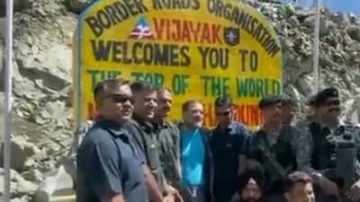 Rahul Gandhi during visit to Khardung La mountain pass in Ladakh. (ANI) Rahul Gandhi during visit to Khardung La mountain pass in Ladakh. (ANI)