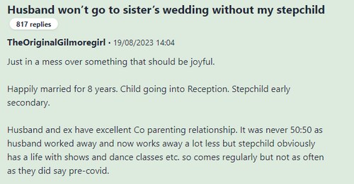 Snapshot of the post shared by a woman on Mumsnet. (Mumsnet) Snapshot of the post shared by a woman on Mumsnet. (Mumsnet)