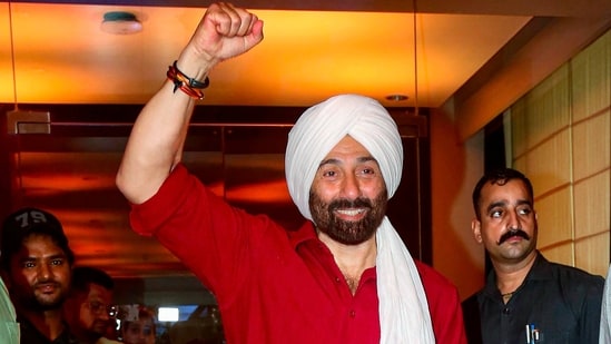 Actor Sunny Deol poses for photographs during the success press conference of his film Gadar-2 in Mumbai. (PTI)