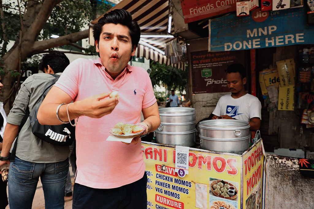 “It’s so hot! So spicy, I love it,” Shaw exclaims while relishing momos in Saket. (Photo: Raajessh Kashyap/HT) “It’s so hot! So spicy, I love it,” Shaw exclaims while relishing momos in Saket. (Photo: Raajessh Kashyap/HT)