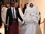 Rihanna with ASAP Rocky at the Met Gala. (Reuters)