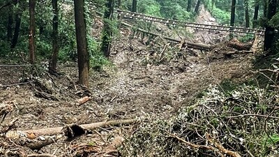 A view of an area devastated by heavy rains and floods in Himachal Pradesh, in Shimla. (ANI)