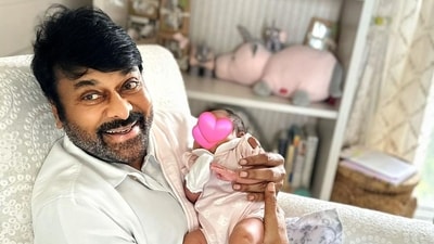 Chiranjeevi with granddaughter Klin Kaara Konidela in an unseen picture shared by Ram Charan and Upasana. Chiranjeevi with granddaughter Klin Kaara Konidela in an unseen picture shared by Ram Charan and Upasana.