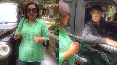 Farah Khan asking for directions from a taxi driver in London. (Instagram/@farahkhankunder) Farah Khan asking for directions from a taxi driver in London. (Instagram/@farahkhankunder)