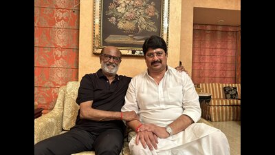 Have always admired Thalaiva’s versatile prowess & his simplicity, said MLA Raghuraj Pratap Singh. (HT Photo) Have always admired Thalaiva’s versatile prowess & his simplicity, said MLA Raghuraj Pratap Singh. (HT Photo)