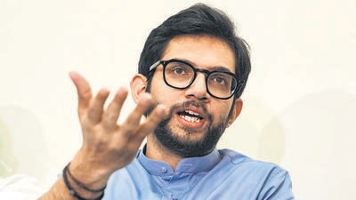 Mumbai: Shiv Sena (UBT) leader Aaditya Thackeray speaks with the media during a press conference, in Mumbai, Monday, Aug. 7, 2023. (PTI Photo/Shashank Parade) (PTI08_07_2023_000162B) (PTI) Mumbai: Shiv Sena (UBT) leader Aaditya Thackeray speaks with the media during a press conference, in Mumbai, Monday, Aug. 7, 2023. (PTI Photo/Shashank Parade) (PTI08_07_2023_000162B) (PTI)