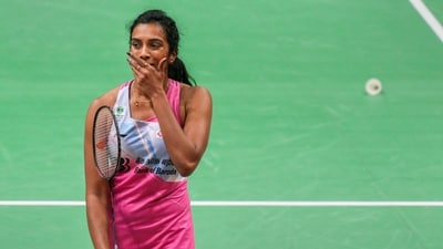 Indian badminton player PV Sindhu reacts during her match (PTI) Indian badminton player PV Sindhu reacts during her match (PTI)