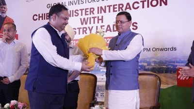 Uttarakhand chief minister Pushkar Singh Dhami at the meeting with industry leaders in the capital. Uttarakhand chief minister Pushkar Singh Dhami at the meeting with industry leaders in the capital.