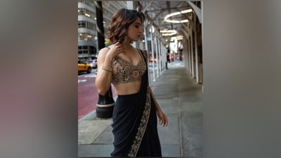Samantha accessorised her ethnic look with statement-making jewellery, including rings, a bracelet, pearl-adorned dangling jhumkis, tinted sunglasses, and high heels. (Instagram) Samantha accessorised her ethnic look with statement-making jewellery, including rings, a bracelet, pearl-adorned dangling jhumkis, tinted sunglasses, and high heels. (Instagram)