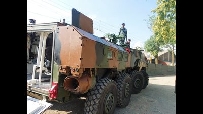 The Central Reserve Police Forces (CRPF) in Kashmir has received a shot in the arm to fight militancy with induction of a sophisticated vehicle which is capable of operating on land and also in marsh areas and streams using its water jets. The central force has started inducting the new Wheeled Armoured Amphibious Platform (WhAP) vehicles in militancy affected south Kashmir. (HT Photo)