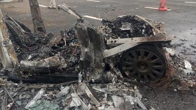 The charred remains of the Rolls-Royce. (HT Photo) The charred remains of the Rolls-Royce. (HT Photo)