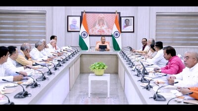 U.P. chief minister Yogi Adityanath presiding over the state cabinet meeting in Lucknow on August 22. (HT photo) U.P. chief minister Yogi Adityanath presiding over the state cabinet meeting in Lucknow on August 22. (HT photo)