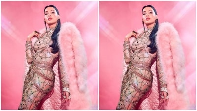 With the help of hairstylist Madhav Trehan, Nora styled her black, lush locks in the middle and pulled them back into a high ponytail to complete her stunning look. (Instagram/@norafatehi) With the help of hairstylist Madhav Trehan, Nora styled her black, lush locks in the middle and pulled them back into a high ponytail to complete her stunning look. (Instagram/@norafatehi)