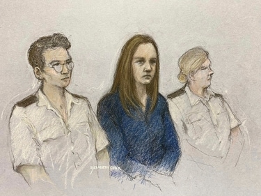 This court artist drawing by Elizabeth Cook from Aug. 10, 2023 shows of nurse Lucy Letby at Manchester Crown Court in Manchester, England. A neonatal nurse in a British hospital has been found guilty of killing seven babies and trying to kill six others. Lucy Letby was charged with murder in the deaths of five baby boys and two girls, and the attempted murder of five boys and five girls, when she worked at the Countess of Chester Hospital in northwest England between 2015 and 2016. (Elizabeth Cook/PA via AP) (AP)