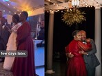Snapshot of the bride's parents dancing.