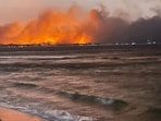 A view of flames as wildfires engulfed the historic town of Lahaina, Maui, Hawaii, U.S. August 9, 2023.  