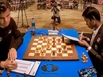 Praggnanandhaa and Magnus Carlsen during Fame 2 of the Chess World Cup 2023 final Praggnanandhaa and Magnus Carlsen during Fame 2 of the Chess World Cup 2023 final
