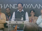 ISRO chairman S Somnath addressing headquarters in Bengaluru following Chandrayaan-3's landing on the Moon.