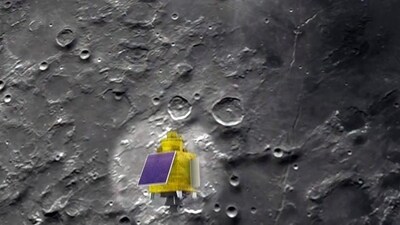 A view of the Chandrayaan-3 lander Vikram. (ANI) (HT_PRINT) A view of the Chandrayaan-3 lander Vikram. (ANI) (HT_PRINT)