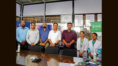 An expert team of doctors from Fortis Hospital participated in the camp in Ludhiana on Wednesday. (HT Photo) An expert team of doctors from Fortis Hospital participated in the camp in Ludhiana on Wednesday. (HT Photo)