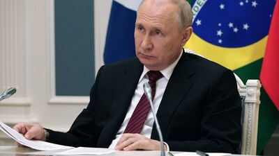 Russian President Vladimir Putin attends a meeting of BRICS leaders via a video link in Moscow, (REUTERS)