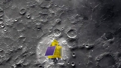 A view of the Chandrayaan-3 lander Vikram. India made history with Chandrayaan-3 mission. (ANI) A view of the Chandrayaan-3 lander Vikram. India made history with Chandrayaan-3 mission. (ANI)