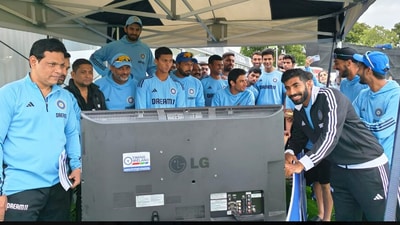 Indian cricketers seen celebrating moon landing in Dublin. (Twitter/@BCCI) Indian cricketers seen celebrating moon landing in Dublin. (Twitter/@BCCI)