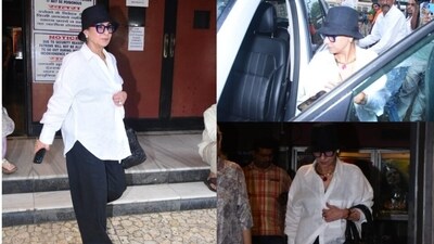 Dimple Kapadia was seen exiting a Mumbai theatre. Dimple Kapadia was seen exiting a Mumbai theatre.