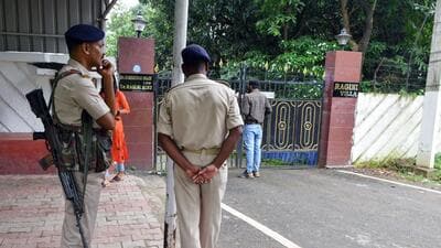 ED raids the premises of Jharkhand finance minister Rameshwar Oraon in conncetion with alleged liquor scam, in Ranchi. (ANI)