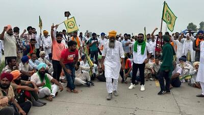 Farmers of the Bhartiya Kisan Union (Shaheed Bhagat Singh) had staging a sit-in on National Highway-152 (Hisar-Chandigarh) on Tuesday. (HT File)