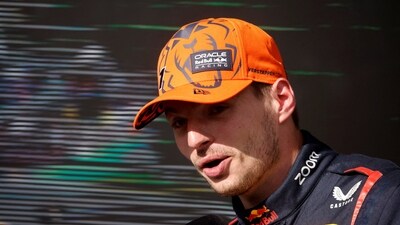 Red Bull's Max Verstappen is interviewed after winning a race (REUTERS)