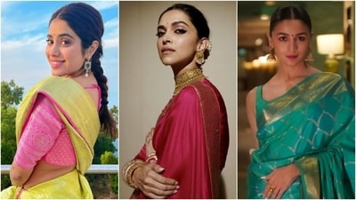 Take inspiration for silk sarees from Janhvi Kapoor, Deepika Padukone, Alia Bhatt, and more stars' closet for Onam 2023. (Instagram) Take inspiration for silk sarees from Janhvi Kapoor, Deepika Padukone, Alia Bhatt, and more stars' closet for Onam 2023. (Instagram)