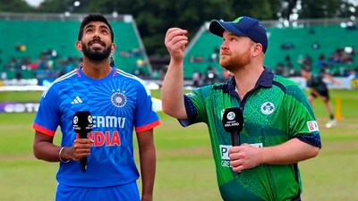 India's captain Jasprit Bumrah and Ireland's captain Paul Stirling at the toss before the start of the T20I match (PTI) India's captain Jasprit Bumrah and Ireland's captain Paul Stirling at the toss before the start of the T20I match (PTI)