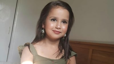 This is a photo issued by Surrey Police on Friday, Aug. 18, 2023 of Sara Sharif. Pakistani police in the eastern province of Punjab are seeking to arrest a man in connection with the death of his 10-year-old daughter in the U.K. Sara Sharif was found dead at her home in Woking, on the southern outskirts of London, on Aug. 10, U.K. police said in a statement. (AP) This is a photo issued by Surrey Police on Friday, Aug. 18, 2023 of Sara Sharif. Pakistani police in the eastern province of Punjab are seeking to arrest a man in connection with the death of his 10-year-old daughter in the U.K. Sara Sharif was found dead at her home in Woking, on the southern outskirts of London, on Aug. 10, U.K. police said in a statement. (AP)