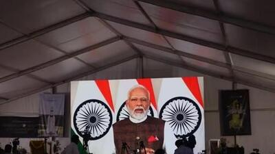 Prime Minister Narendra Modi addressing ISRO scientists from Johannesburg. (X/Narendra Modi)
