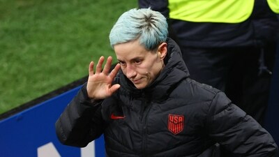 Megan Rapinoe of the U.S. looks dejected after losing the penalty shootout and being knocked out of the World Cup (REUTERS)
