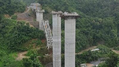 Visuals from the site of the accident in Mizoram. (HT Photo)